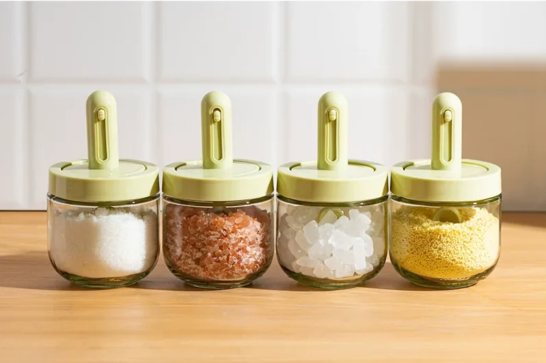 Home Date crystal glass spice jars for salt and spices